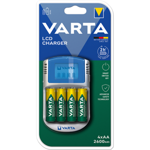 Varta LCD Battery Charger inc 4 x AA 2600mAh Batteries