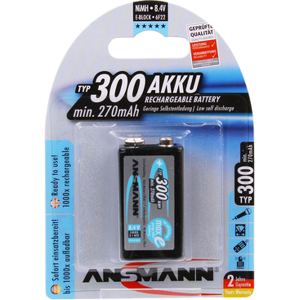 Ansmann Max-E 9V PP3 HR22 300mAh Pre-charged Rechargeable Battery   1 Pack