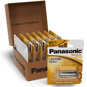 Panasonic Alkaline Power (Bronze) 9V PP3 6LR61 Battery   12 Pack