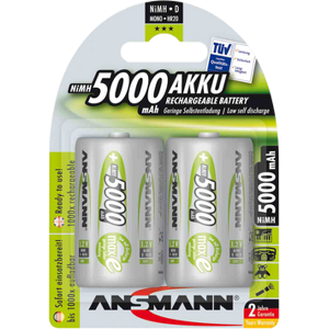 Ansmann Max-E D HR20 5000mAh Pre-Charged Rechargeable Batteries 2 Pack