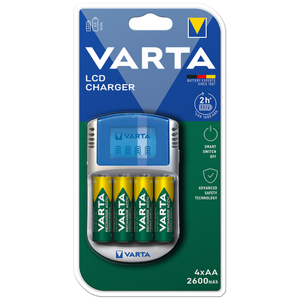 Varta LCD Battery Charger inc 4 x AA 2600mAh Batteries