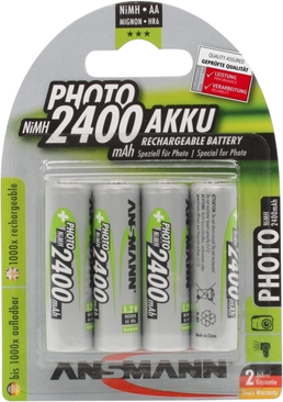 Ansmann Photo AA HR6 2400mAh Rechargeable Batteries   4 Pack