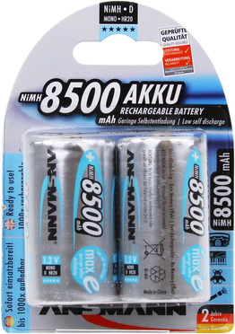 Ansmann Max-E D HR20 8500mAh Pre-Charged Rechargeable Batteries   2 Pack