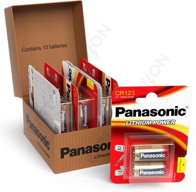 Panasonic CR123A Lithium Battery   10 Pack