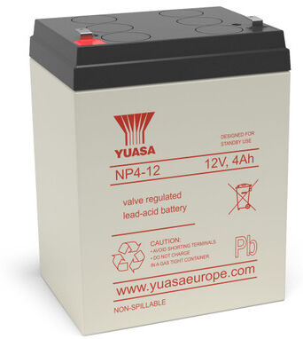 Yuasa NP4-12 VRLA Sealed Lead Acid Battery   1 Pack