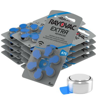 Rayovac Extra Size 675   Blue   Hearing Aid Batteries   60 Pack