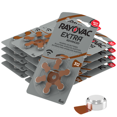 Rayovac Extra Size 312   Brown   Hearing Aid Batteries   60 Pack