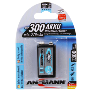 Ansmann Max-E 9V PP3 HR22 300mAh Pre-charged Rechargeable Battery   1 Pack