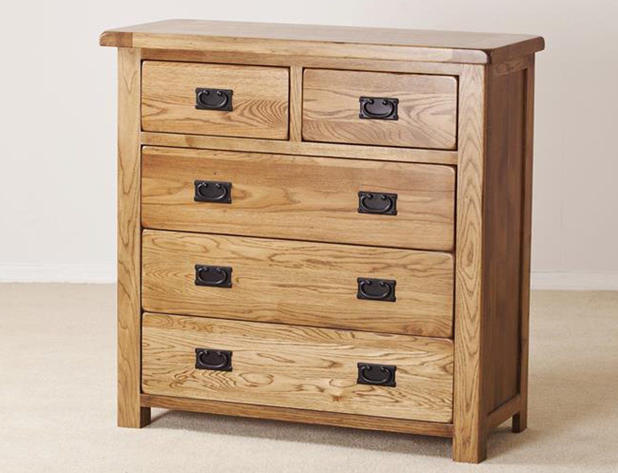 Devonshire Rustic Oak 3 + 2 Drawer Chest   Fully Assembled Devonshire Rustic Oak 3 + 2 Drawer Chest   Fully Assembled