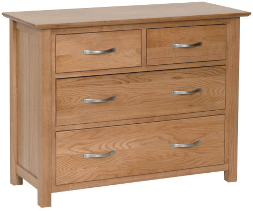 Clearance Devon Oak 2 Over 2 Drawer Chest   Fully Assembled   Clearance