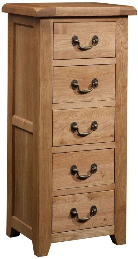 Devonshire Somerset Somerset Waxed Oak 5 Drawer Wellington   Fully Assembled