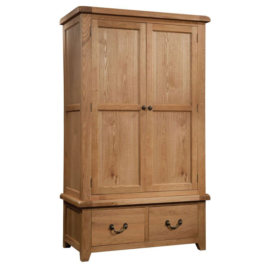 Devonshire Somerset Somerset Waxed Oak Double Wardrobe With 2 Drawers