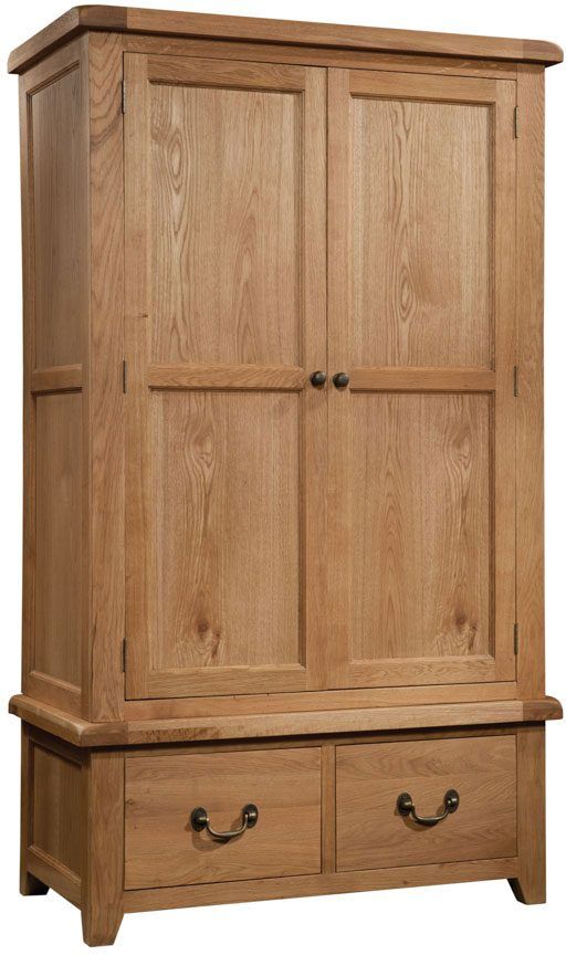 Devonshire Somerset Somerset Waxed Oak Double Wardrobe With 2 Drawers Devonshire Somerset Somerset Waxed Oak Double Wardrobe With 2 Drawers