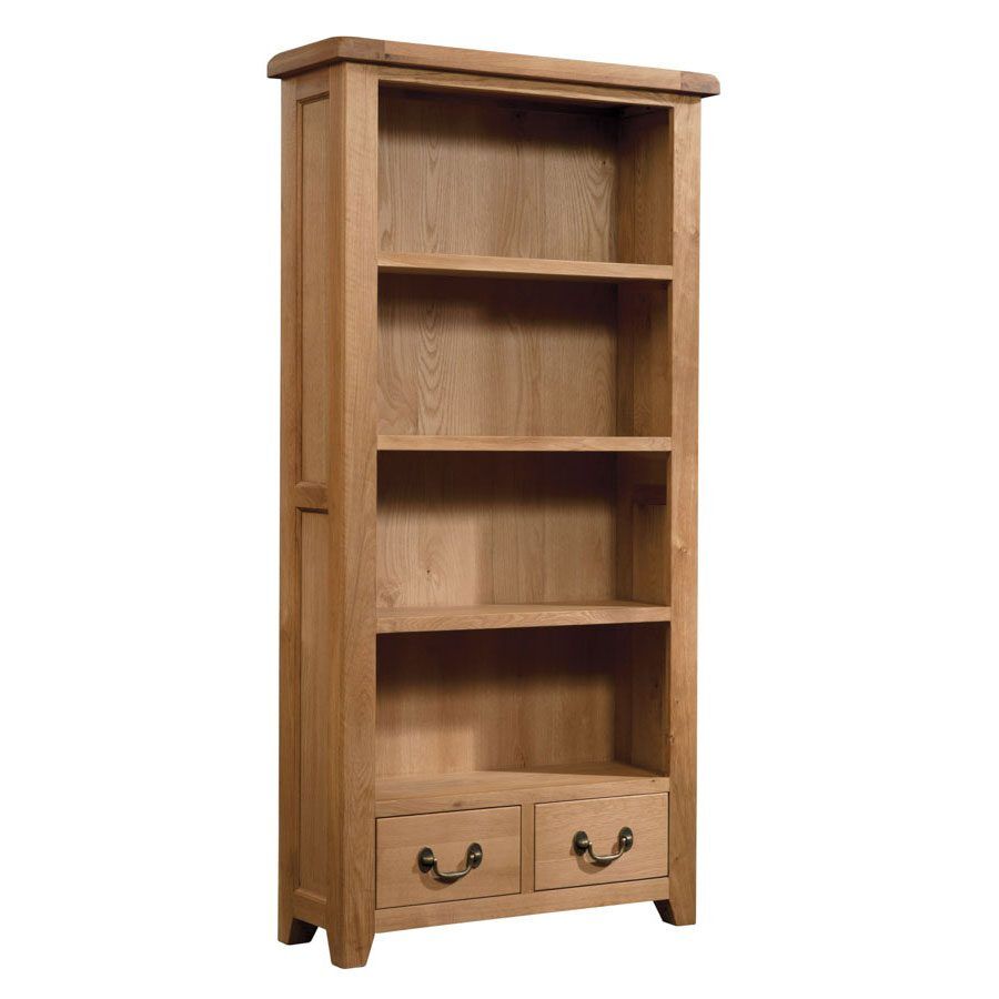 Devonshire Somerset Somerset Waxed Oak Tall Wide Bookcase   Fully Assembled