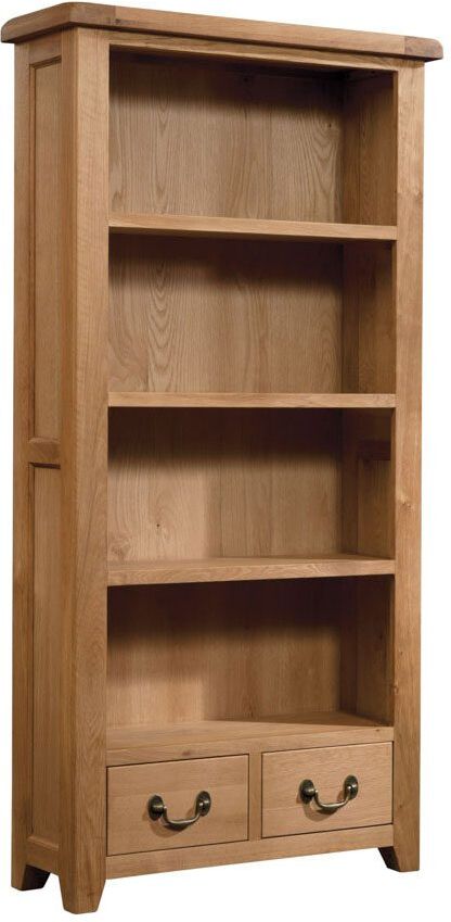Devonshire Somerset Somerset Waxed Oak Tall Wide Bookcase   Fully Assembled Devonshire Somerset Somerset Waxed Oak Tall Wide Bookcase   Fully Assembled