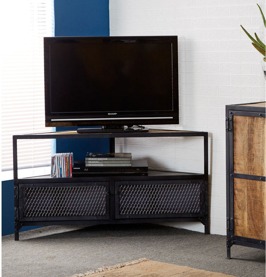 Ascot Industrial Corner TV Unit   Fully Assembled