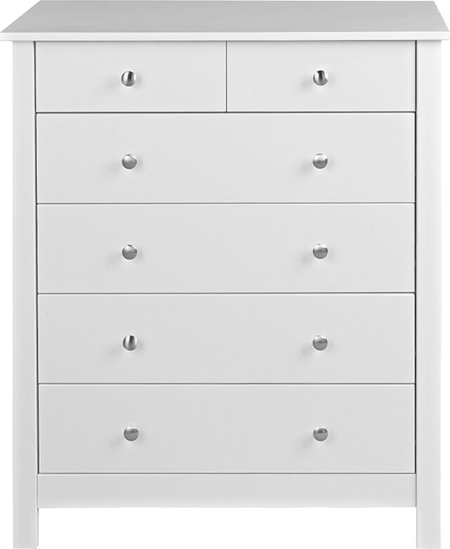 Ashton White 2 over 4 Drawer Chest   Self Assembly Ashton White 2 over 4 Drawer Chest   Self Assembly