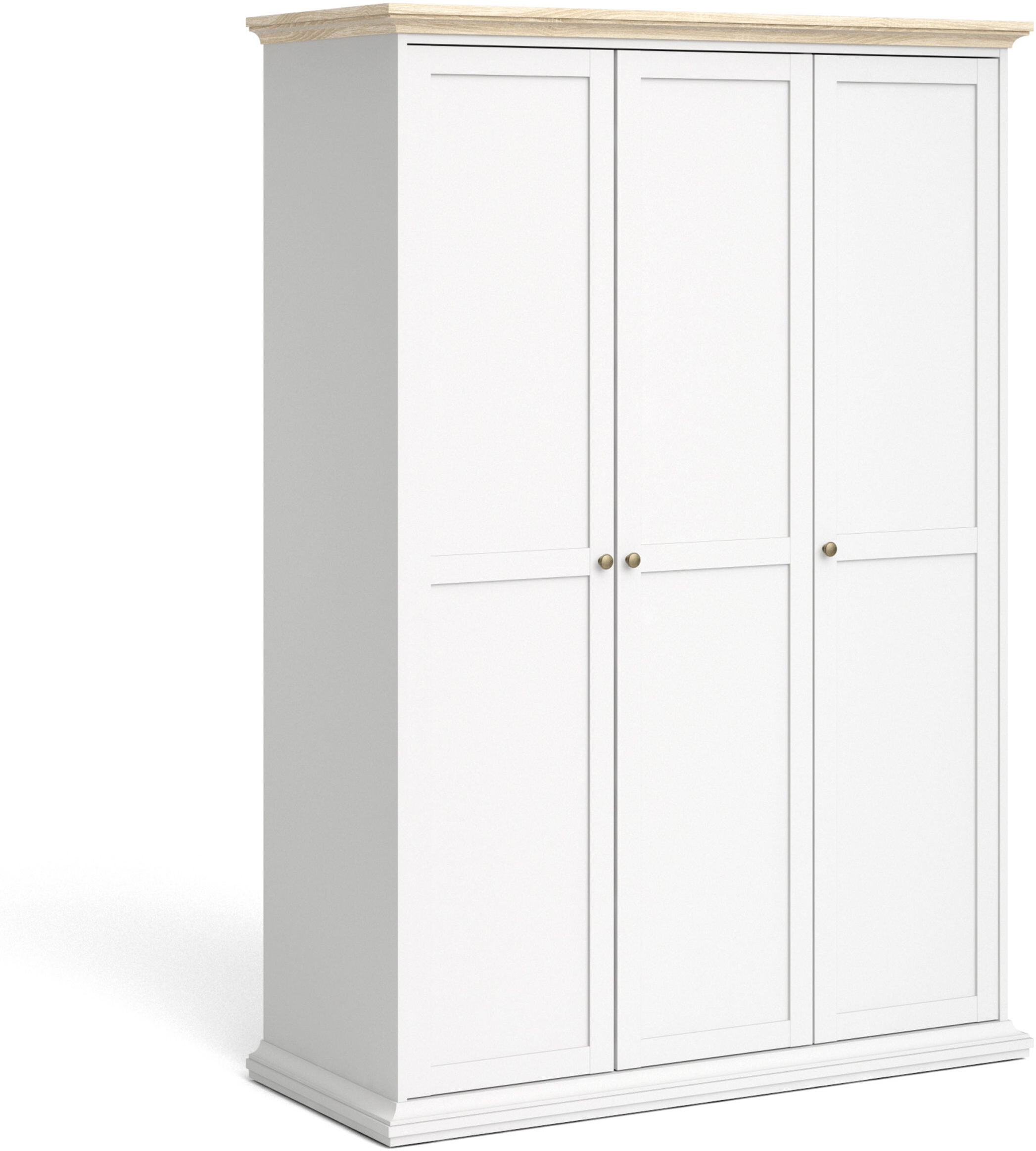 Condo Wardrobe with 3 Doors   White and Oak   Self Assembly