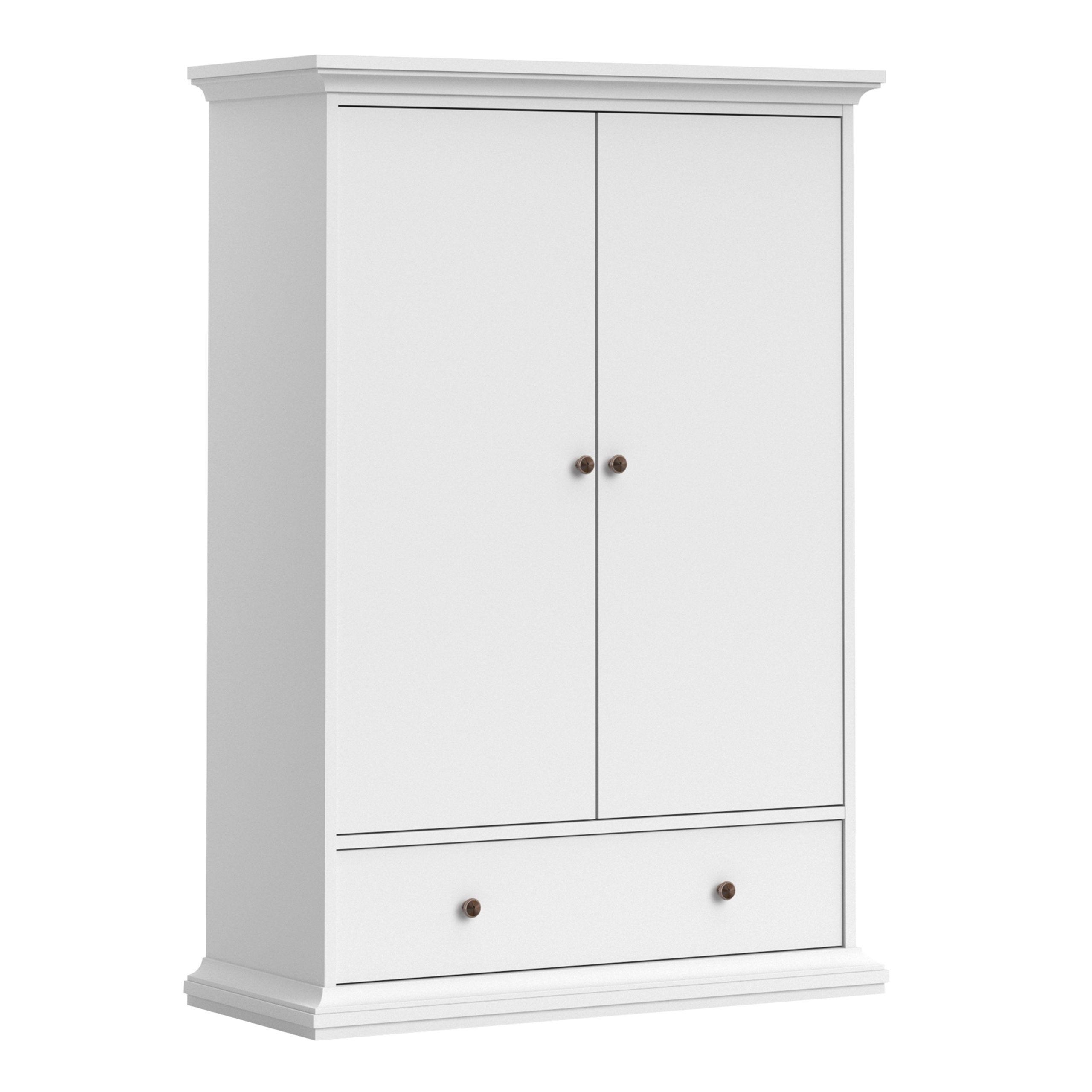 Condo Wardrobe with 2 Doors 1 Drawer 2 Shelves   White   Self Assembly