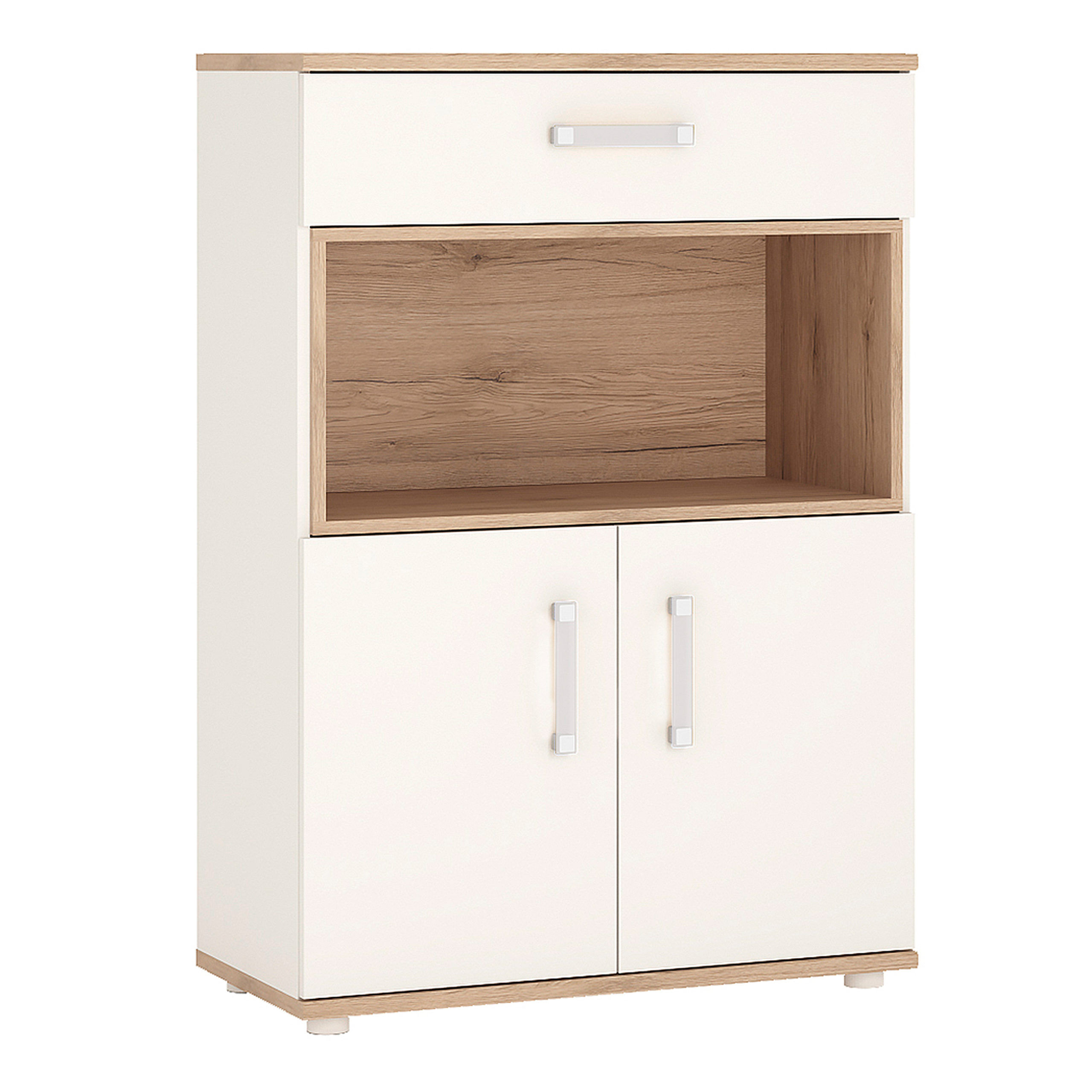 Junior White 2 Door 1 Drawer Cupboard with Open Shelf   Self Assembly Childrens Furniture