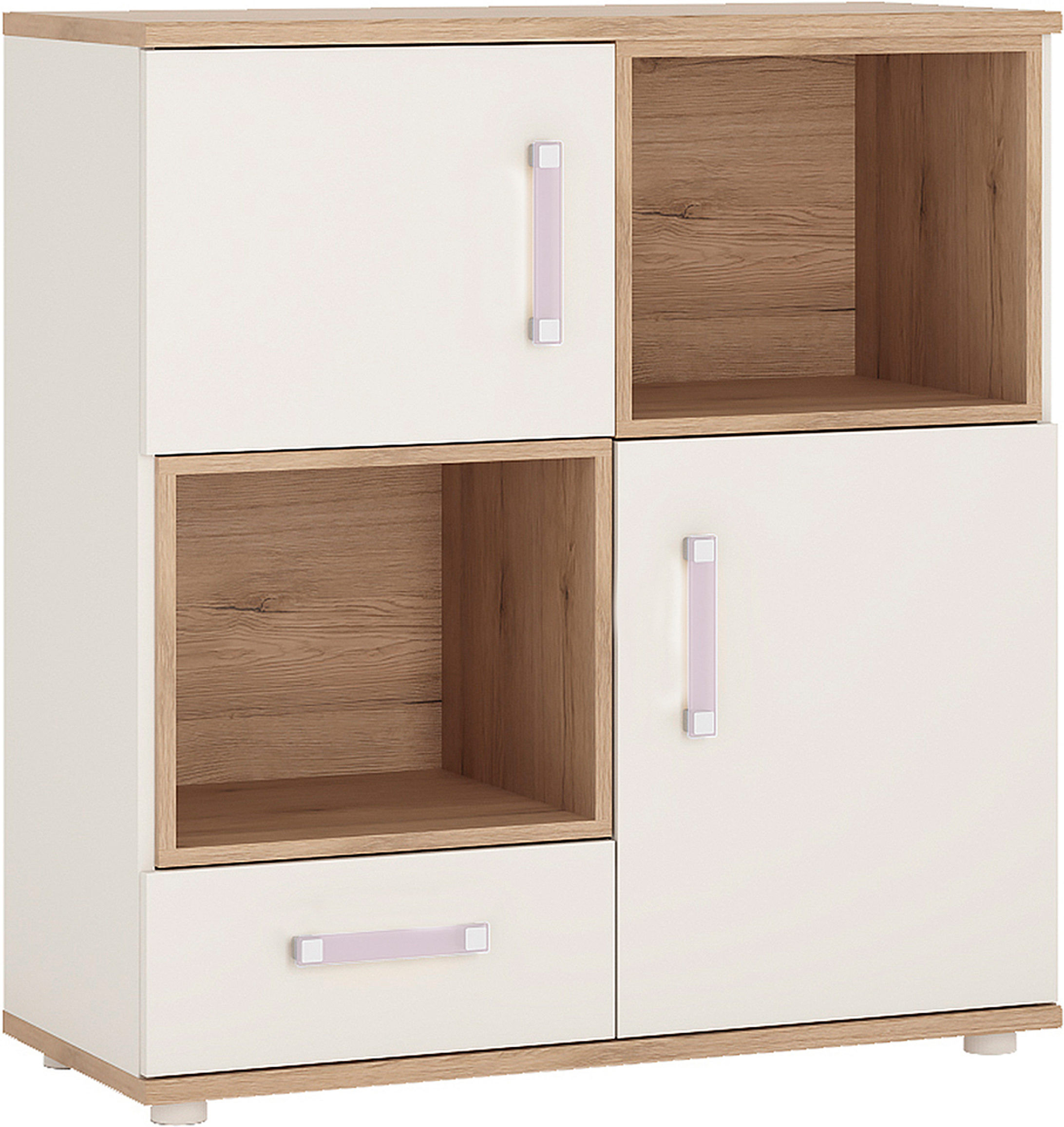 Junior White 2 Door 1 Drawer Cupboard with 2 Open Shelves   Self Assembly Childrens Furniture