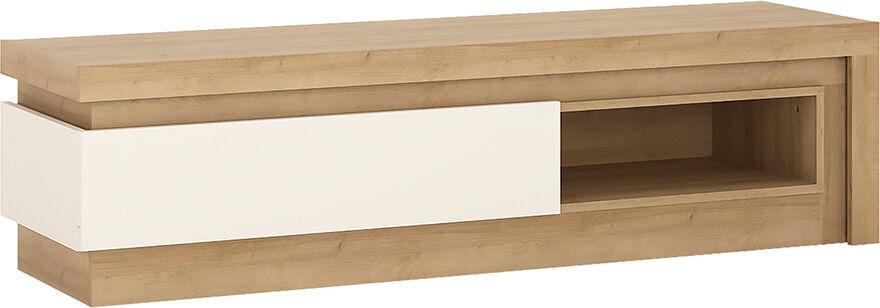 Rydal White 1 Drawer TV Cabinet with Open Shelf (including LED lighting)   Self Assembly Rydal White 1 Drawer TV Cabinet with Open Shelf (including LED lighting)   Self Assembly