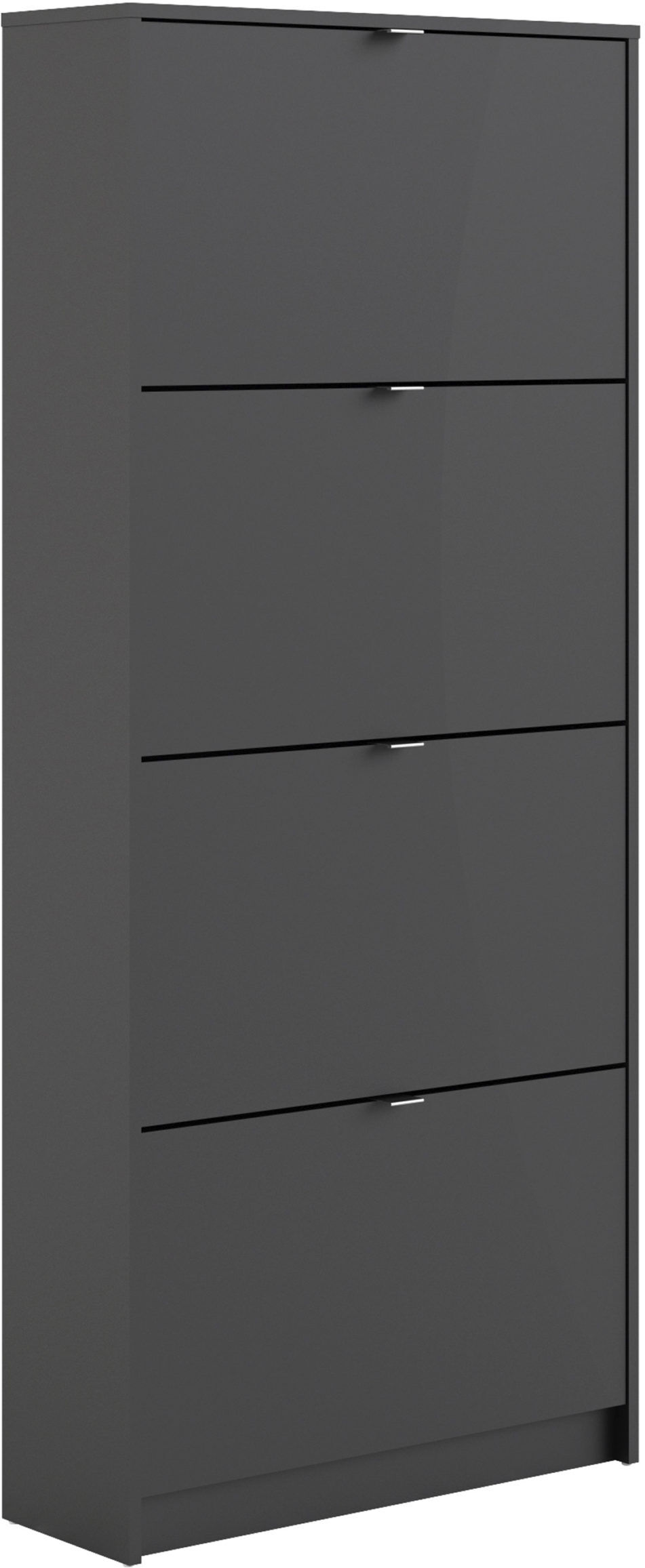 Luxor Shoe Cabinet Collection With 4 Tilting Doors and 2 Layers   Black   Self Assembly