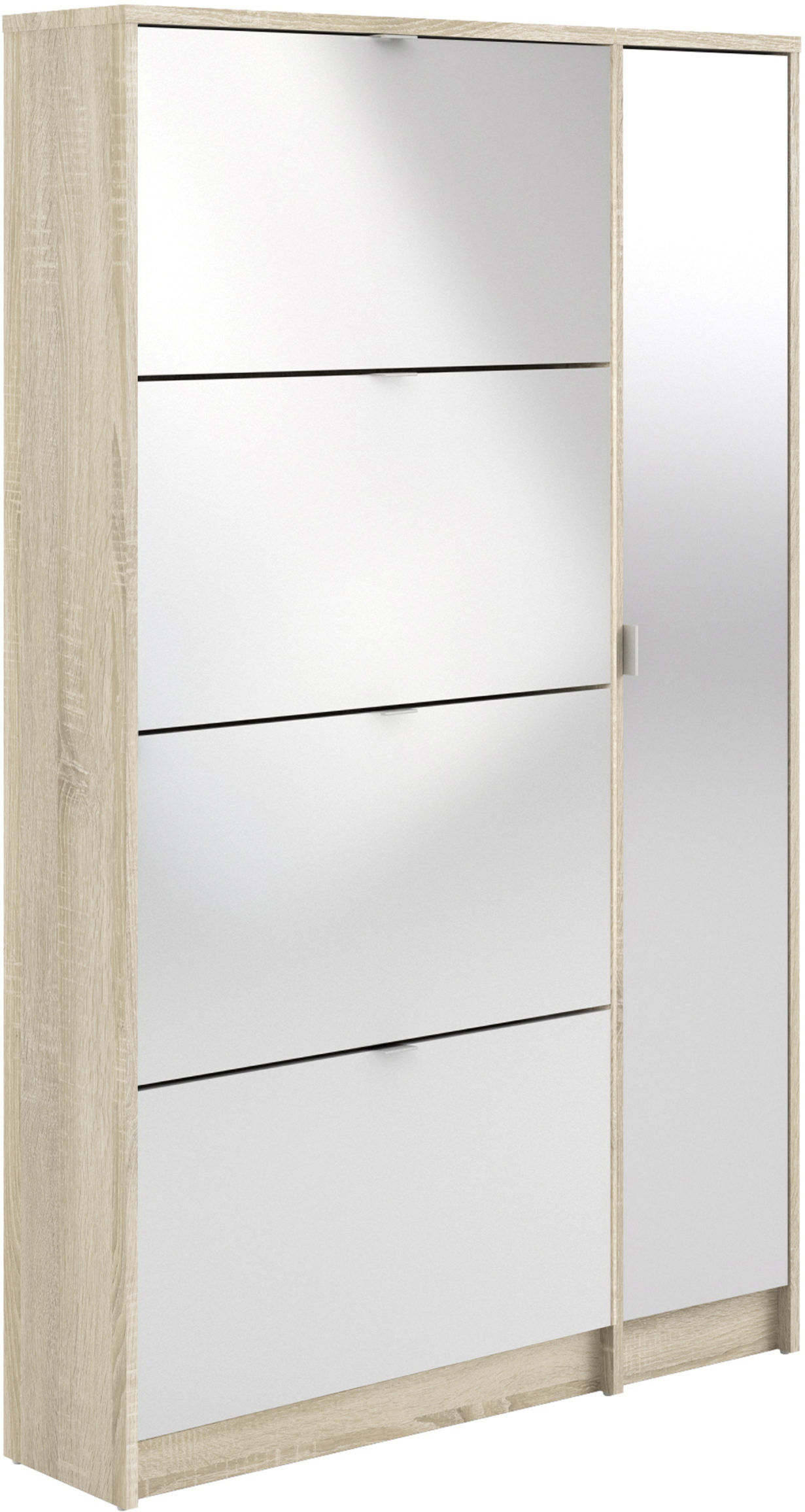 Luxor Shoe Cabinet Collection With 4 Tilting Doors and 2 Layers +  1 Mirror Door   Self Assembly