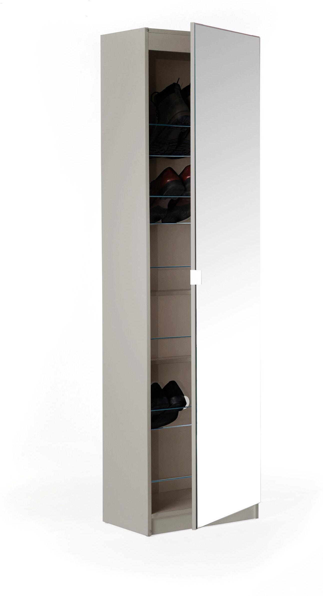 Bohemian 180cm Mirrored Shoe Cabinet   Grey   Self Assembly