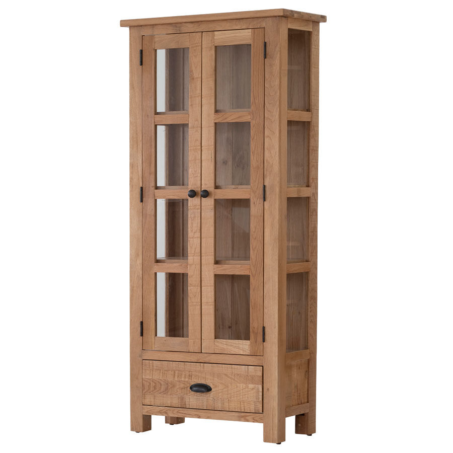 Broxburn Sawn Oak Glazed Display Cabinet