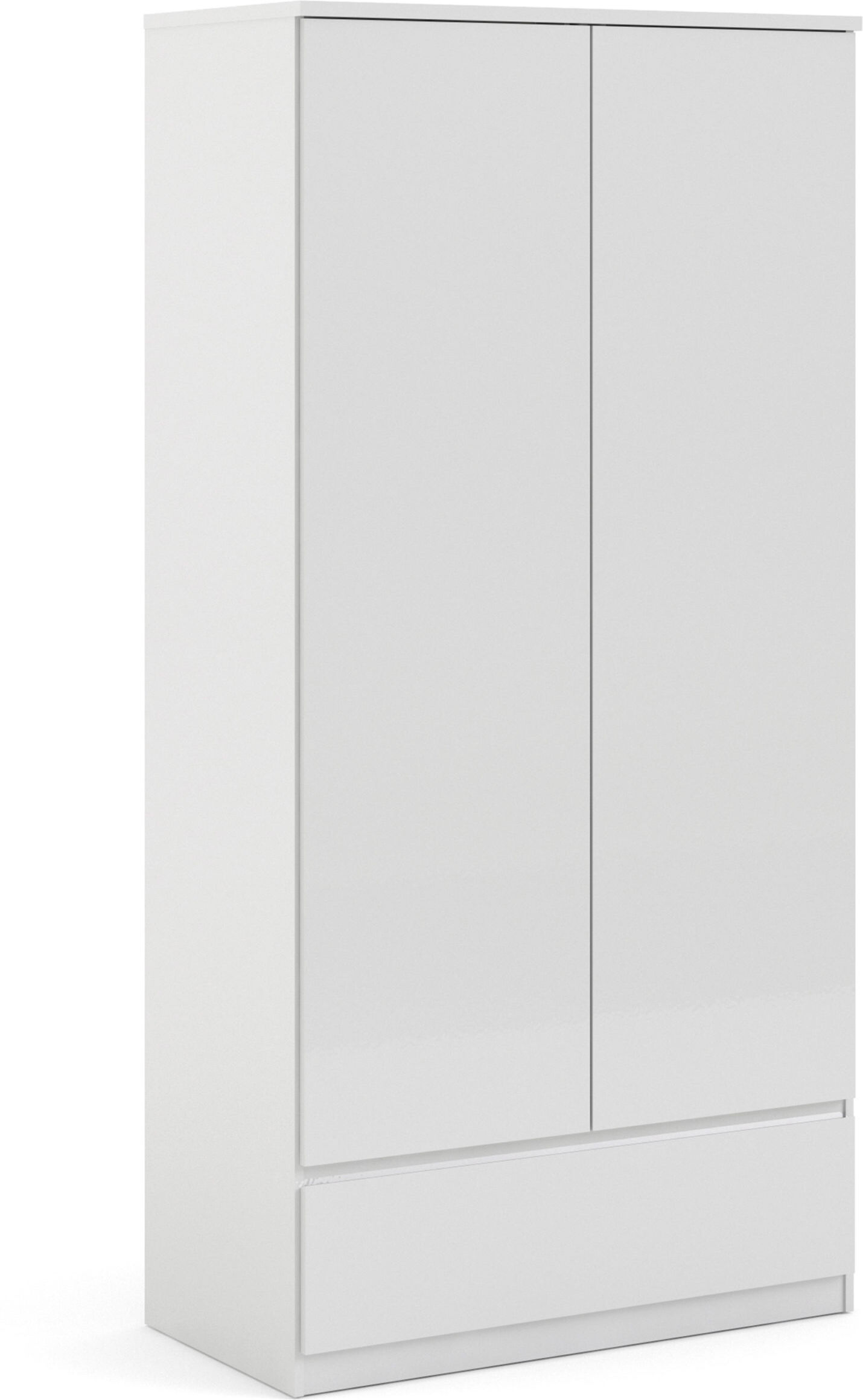 Warkworth Wardrobe with 2 doors + 1 drawer in White High Gloss   Self Assembly Warkworth Wardrobe with 2 doors + 1 drawer in White High Gloss   Self Assembly