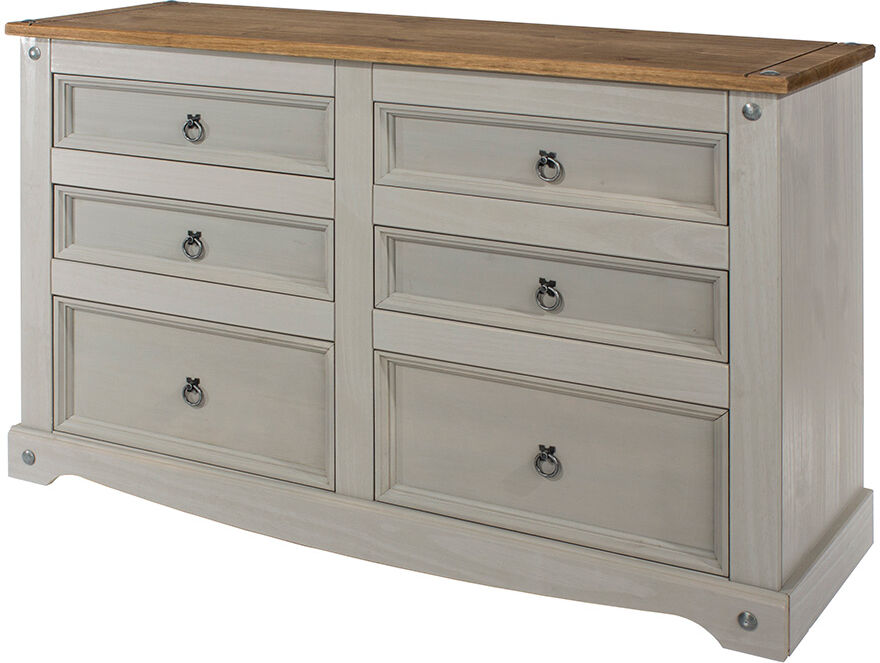 Azusa Grey 3+3 Drawer Wide Chest   Grey Wax   Self Assembly Azusa Grey 3+3 Drawer Wide Chest   Grey Wax   Self Assembly