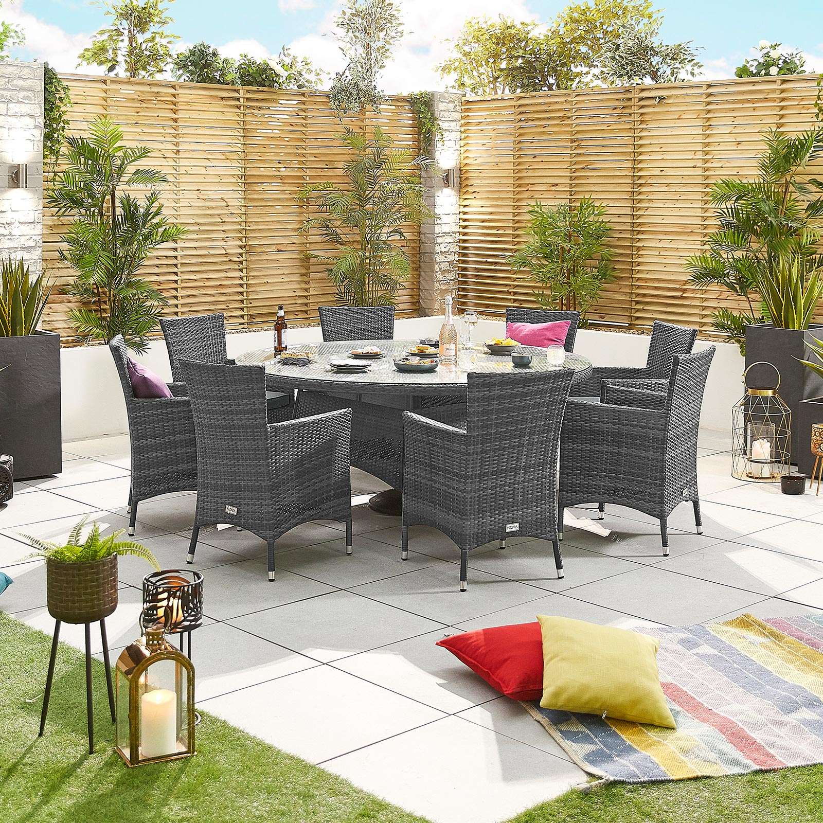 Amelia 8 Seat Dining Set   1.5m Round Table   Grey Rattan Amelia 8 Seat Dining Set   1.5m Round Table   Grey Rattan