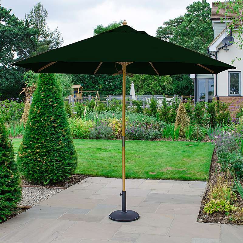 Fire Pits, Parasols & Accessories Dominica Wooden Parasol   3m Round   Green Fire Pits, Parasols & Accessories Dominica Wooden Parasol   3m Round   Green