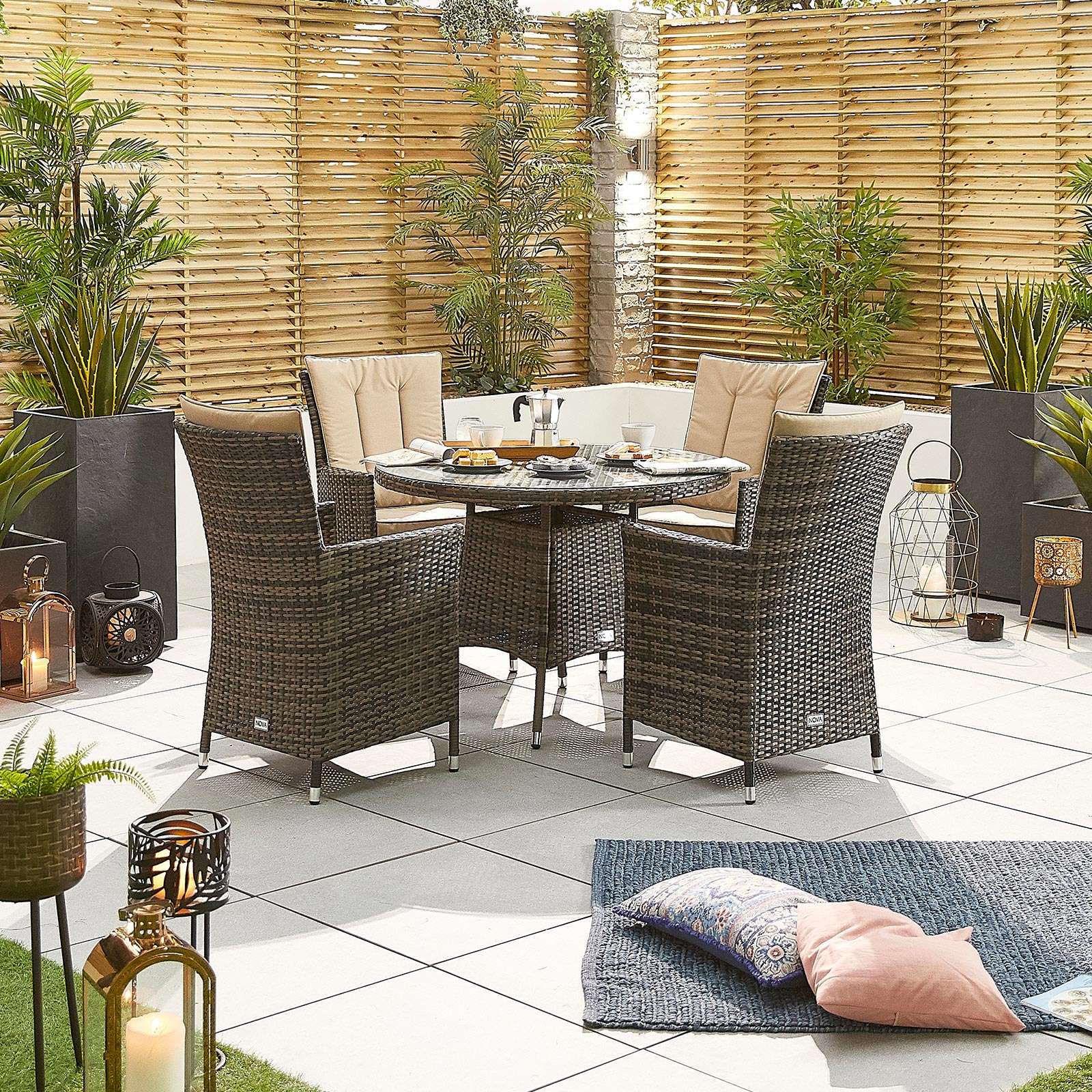Sienna 4 Seat Dining Set   1.05m Round Table   Brown Rattan Sienna 4 Seat Dining Set   1.05m Round Table   Brown Rattan