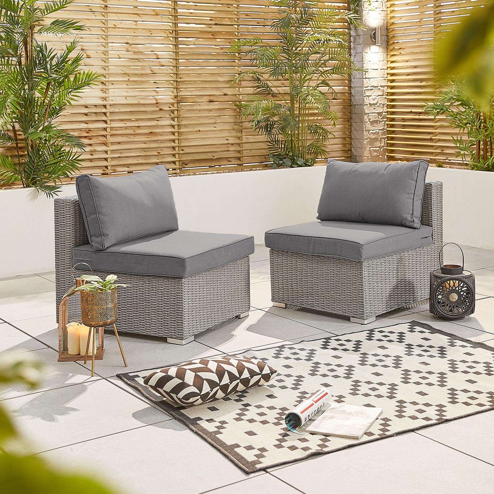 Heritage Chelsea Chelsea Pair of Middle Sofa Pieces   White Wash Rattan Heritage Chelsea Chelsea Pair of Middle Sofa Pieces   White Wash Rattan