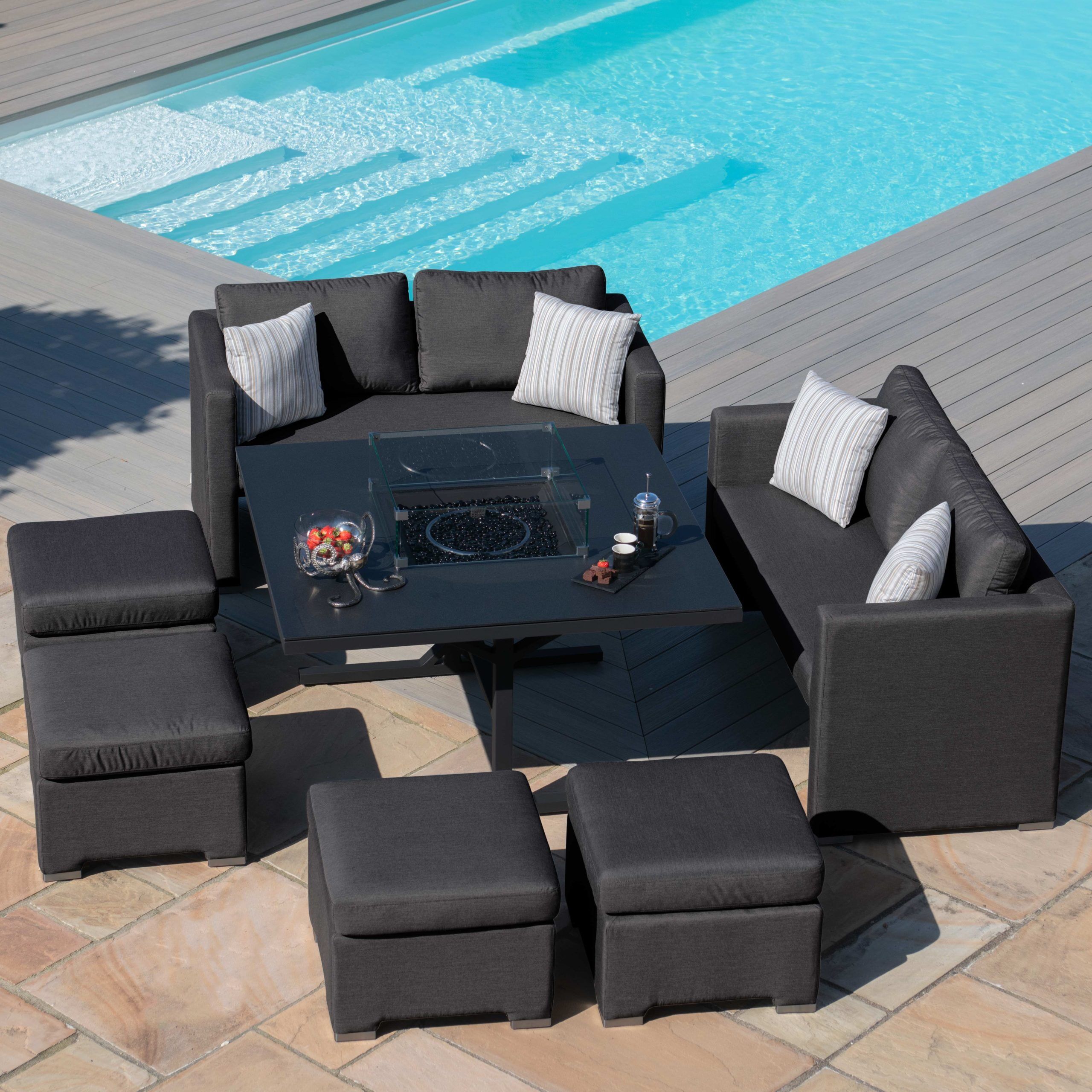 Maze Fuzion Cube Sofa Set with Fire Pit   Charcoal Maze Fuzion Cube Sofa Set with Fire Pit   Charcoal