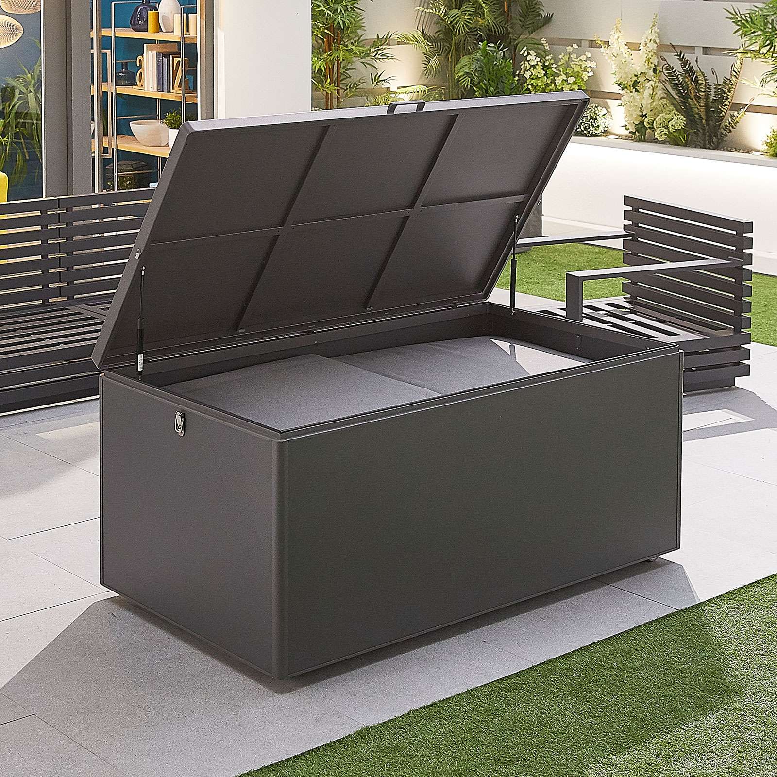 Fire Pits, Parasols & Accessories Large Aluminium Storage Box   Grey Fire Pits, Parasols & Accessories Large Aluminium Storage Box   Grey