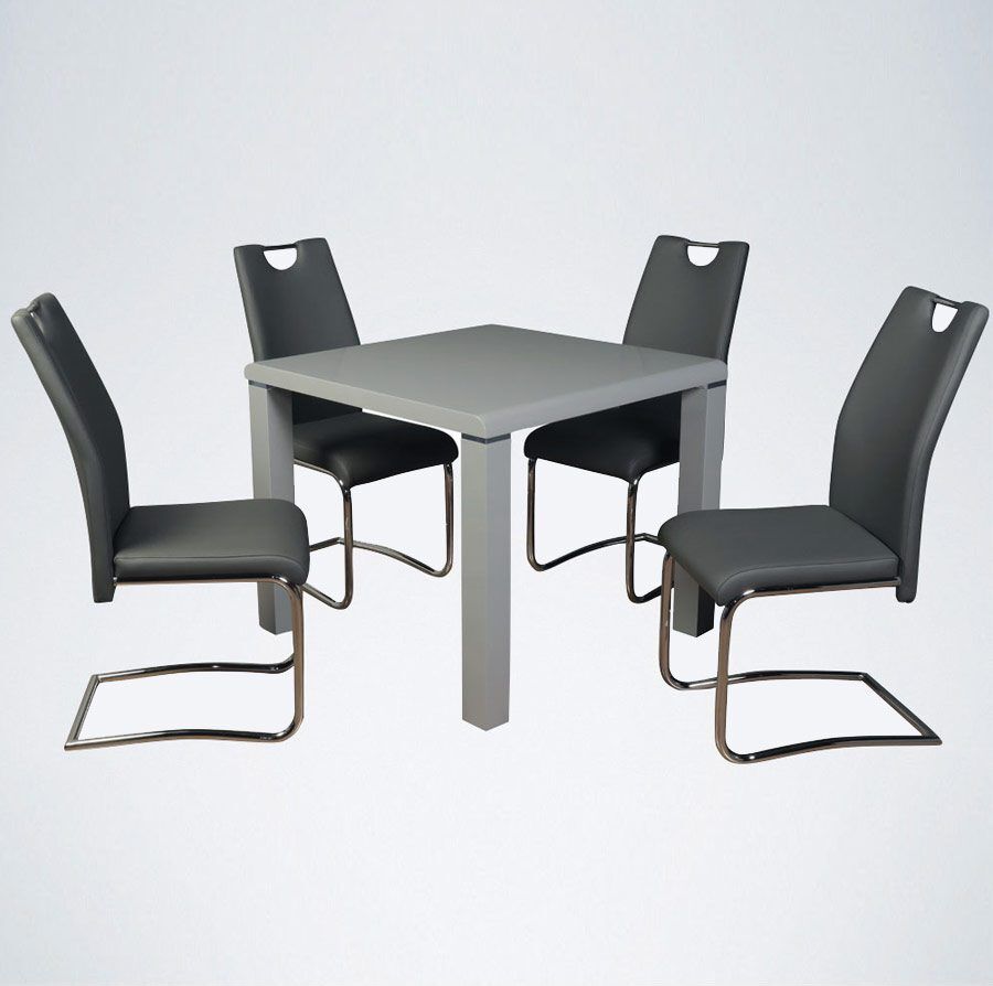 Trend Furniture Trend High Gloss Grey 3ft Square Dining Table & 4 Chairs Trend Furniture Trend High Gloss Grey 3ft Square Dining Table & 4 Chairs