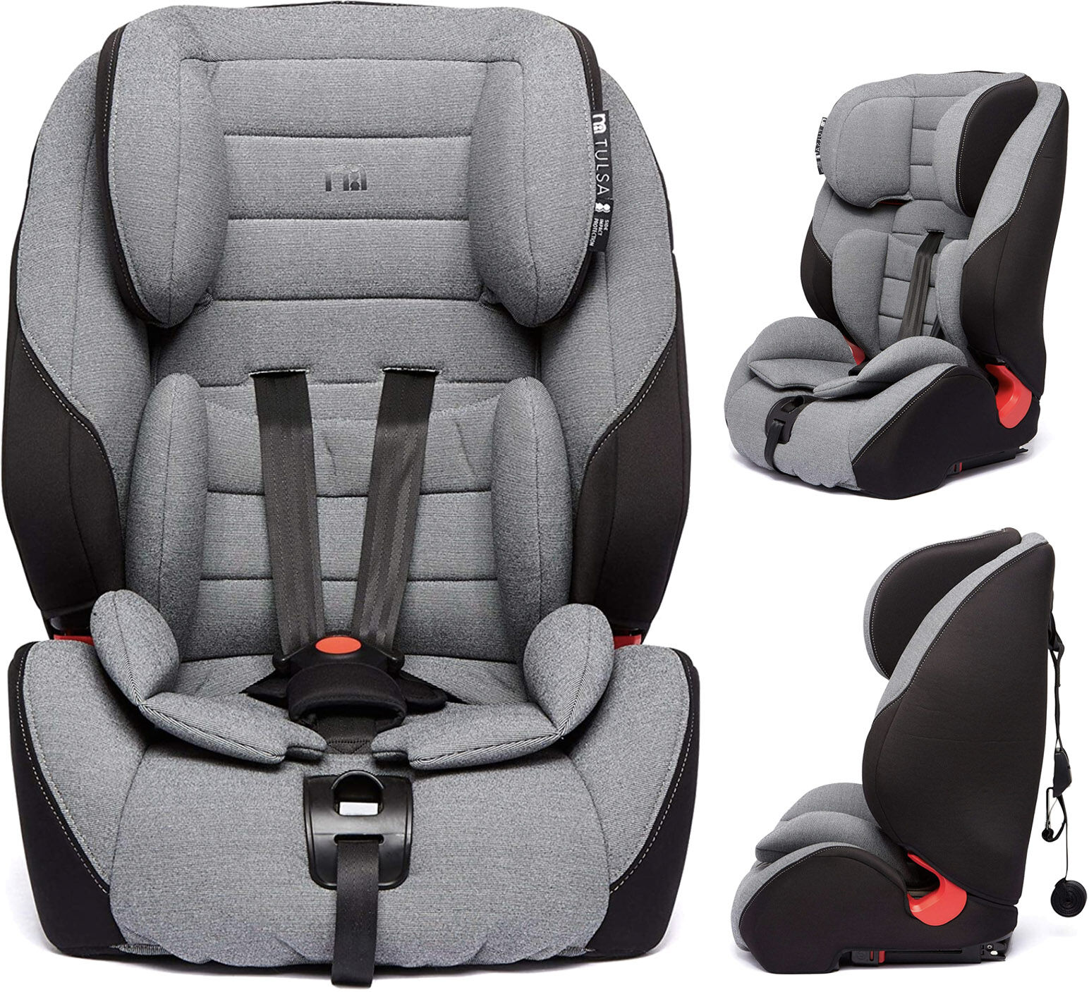 My Babiie Tulsa Every Stage Group 1/2/3 ISOFIX High Back Booster Car Seat - Black / Grey