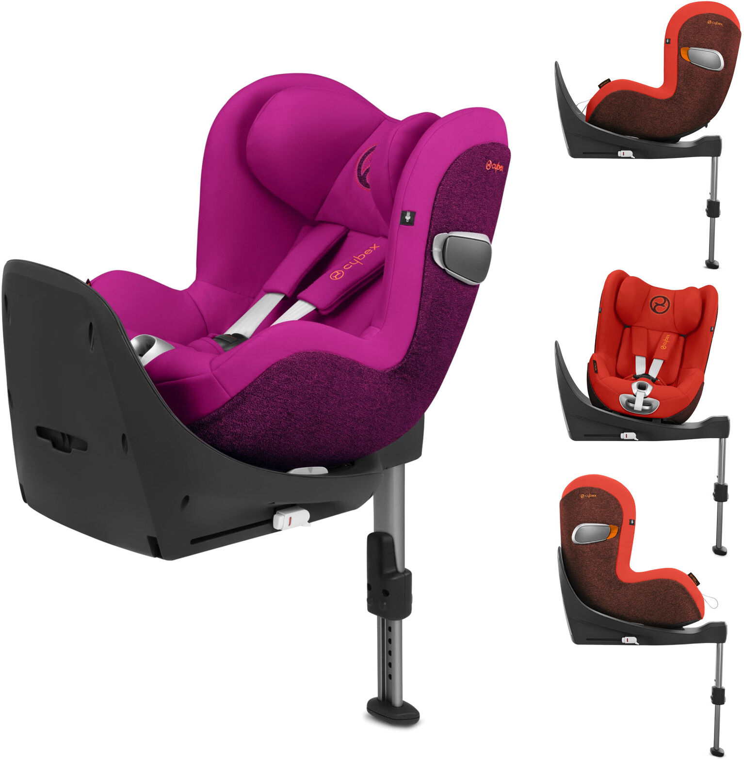 Cybex Sirona Z Platinum 360 Spin Car Seat With Cybex Base Z Platinum ISOFIX Car Seat Safety Base - Passion Pink