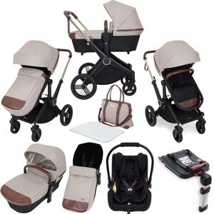 Ickle Bubba Aston Rose (Galaxy) 10 Piece Travel System Bundle with ISOFIX Base - Stone