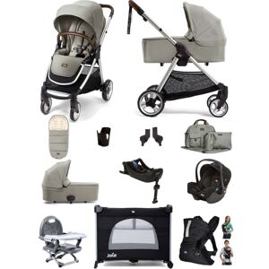 Mamas & Papas Flip XT2 12pc Essentials (Gemm Car Seat) Everything You Need Travel System Bundle with Carrycot & ISOFIX Base - Sage Green