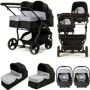 My Child Easy Twin Double Stroller Travel System & Carrycot (2 Car Seats, 2 Carrycots) - Grey