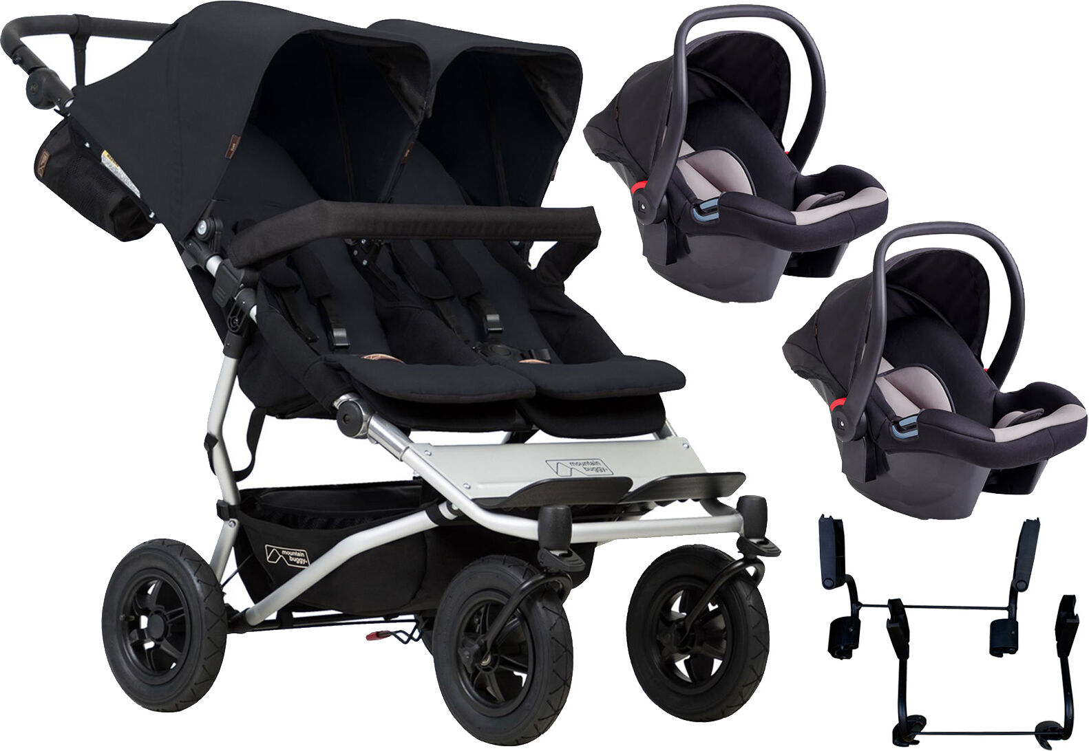 Mountain Buggy Duet V3 Double Travel System - Black Mountain Buggy Duet V3 Double Travel System - Black