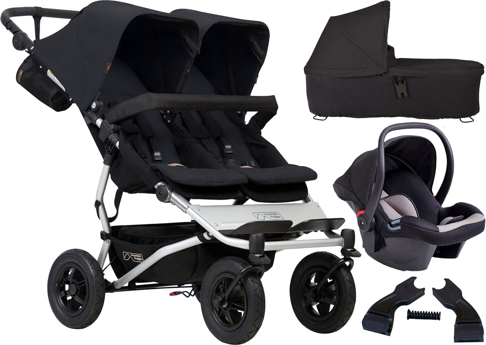 Mountain Buggy Duet V3 Travel System & Carrycot - Black Mountain Buggy Duet V3 Travel System & Carrycot - Black
