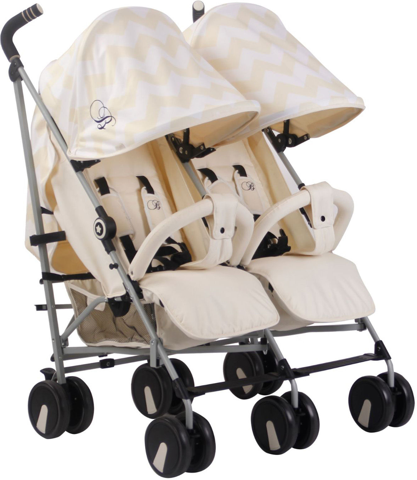 My Babiie MB22 Twin Stroller *Billie Faiers Collection* - Cream Chevron My Babiie MB22 Twin Stroller *Billie Faiers Collection* - Cream Chevron
