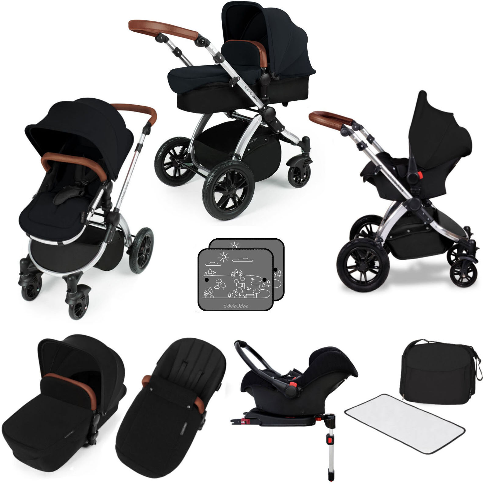 Ickle bubba Stomp V3 Silver All In One Travel System & Isofix Base - Black Ickle bubba Stomp V3 Silver All In One Travel System & Isofix Base - Black