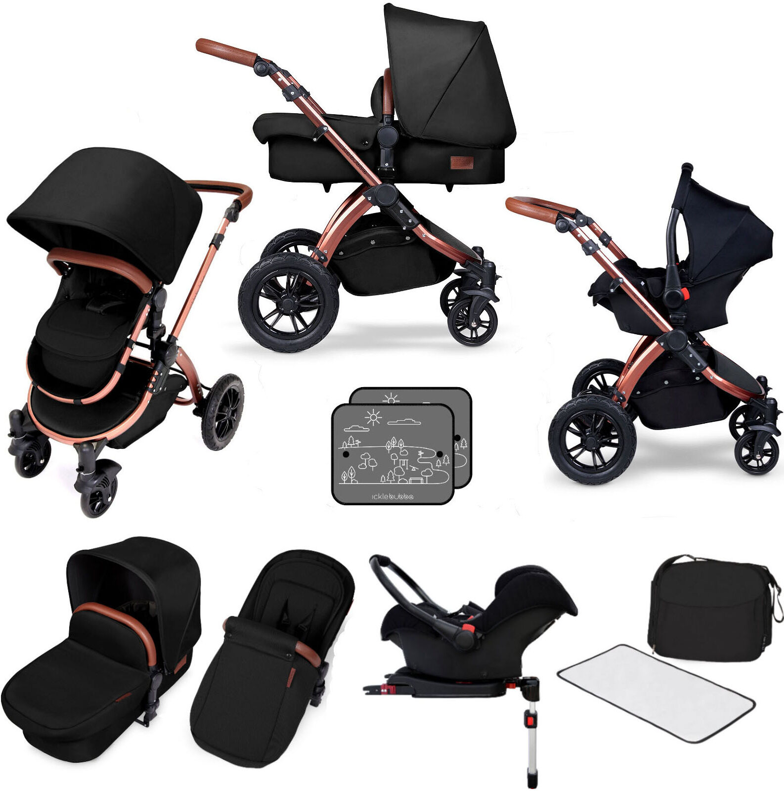 Ickle bubba Special Edition Stomp V4 All In One Travel System & ISOFIX Base - Midnight Bronze Ickle bubba Special Edition Stomp V4 All In One Travel System & ISOFIX Base - Midnight Bronze