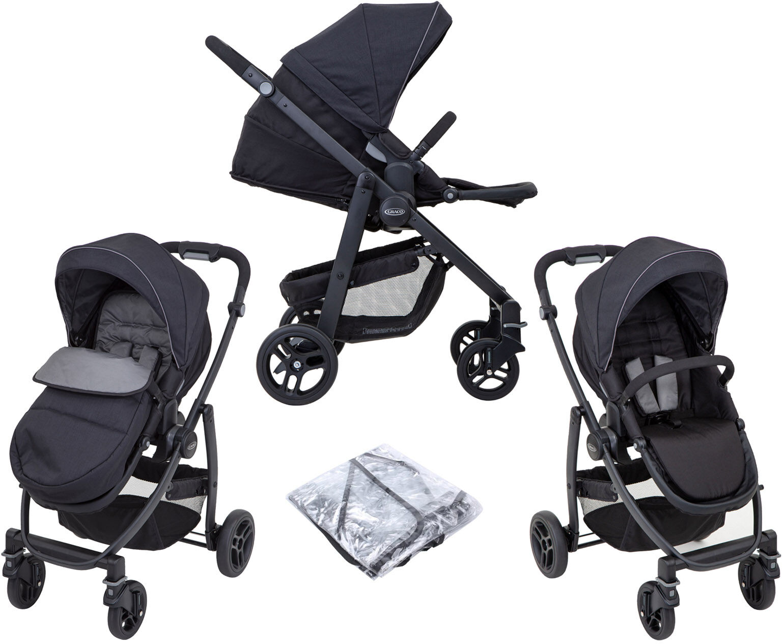 Graco Evo Pushchair Stroller - Black / Grey Graco Evo Pushchair Stroller - Black / Grey